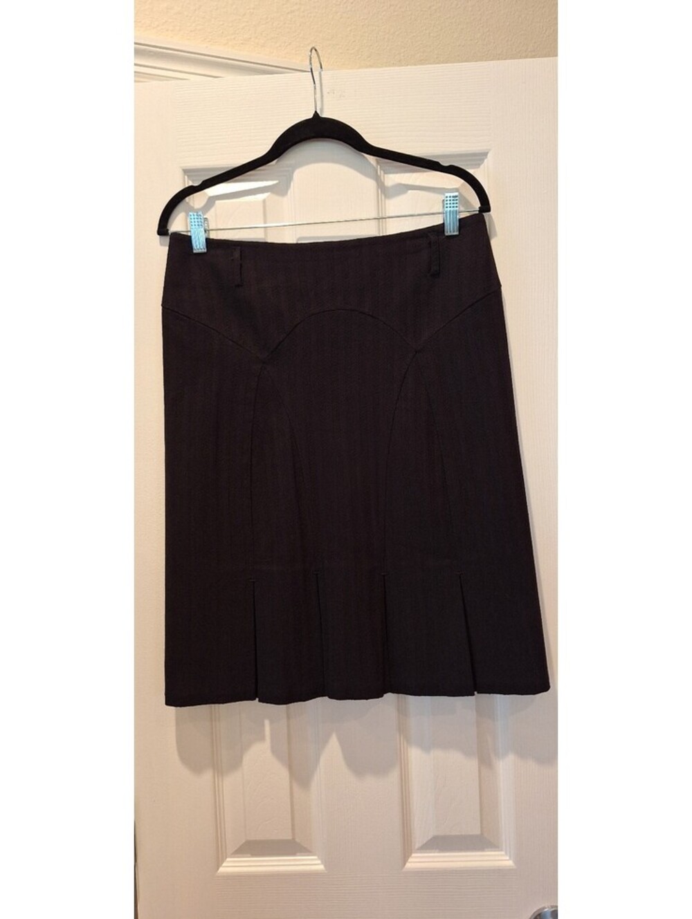 Max Studio - Black Textured Stretch Pleated Midi Skirt - 8